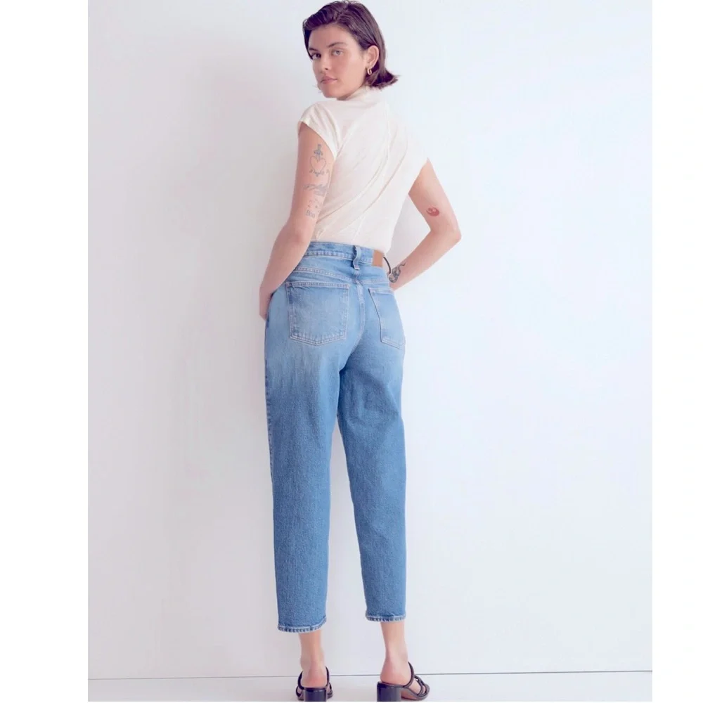 Madewell Women’s High Waisted Cropped Balloon Jeans Light Blue Wash Size 27 - Picture 4 of 15